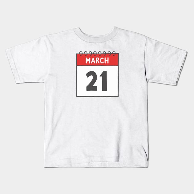 March 21st Daily Calendar Page Illustration Kids T-Shirt by jenellemcarter